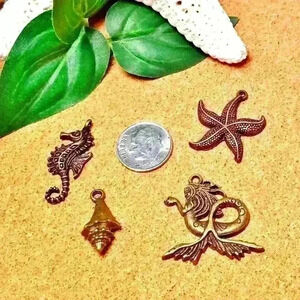 BEACH Mix BRONZE Charms Sets Jewelry Making Gift STARFISH SEASHELL Coastal Ocean
